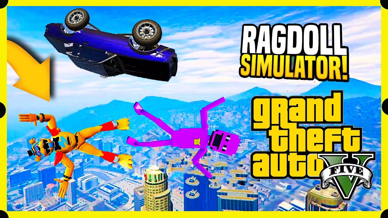 🔴GTA Parkour Fails Ragdoll - Purple guy e Glamrock Freddy gta 5 ragdolls & jump fails ep. 07