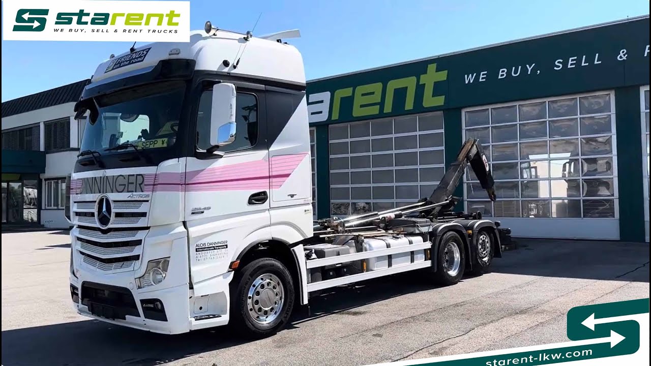 verkauft - Mercedes Benz Actros 2545, Abrollkipper Hyvalift, Klima, LKW24031, www.starent-lkw.com