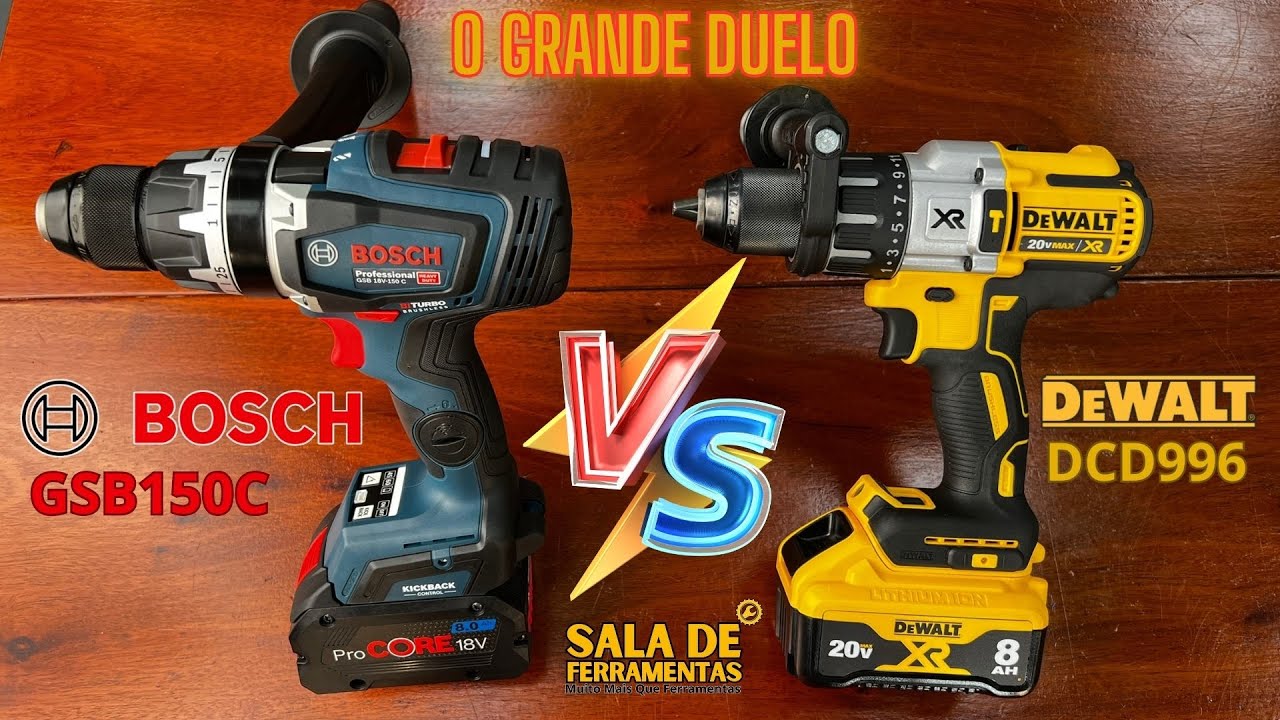 BOSCH GSB 18V150C VS DEWALT DCD 996, teste entre as duas top de linhas de cada marca.