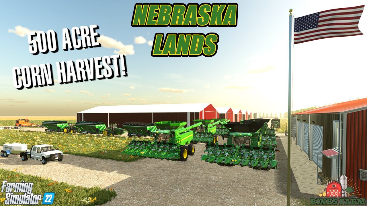 500 ACRE CORN HARVEST WITH 6 JOHN DEERE COMBINES! | Nebraska Lands | Farming Simulator 22 #5