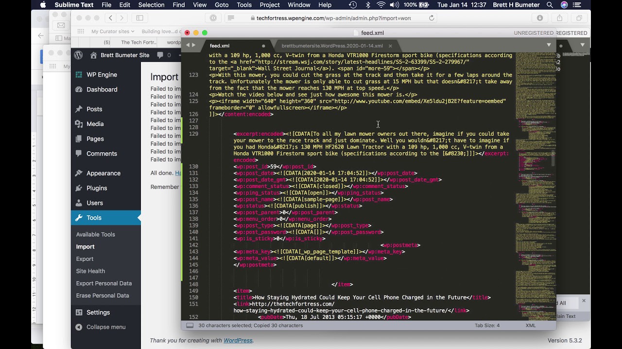 brainstorming rss to xml for wordpress import