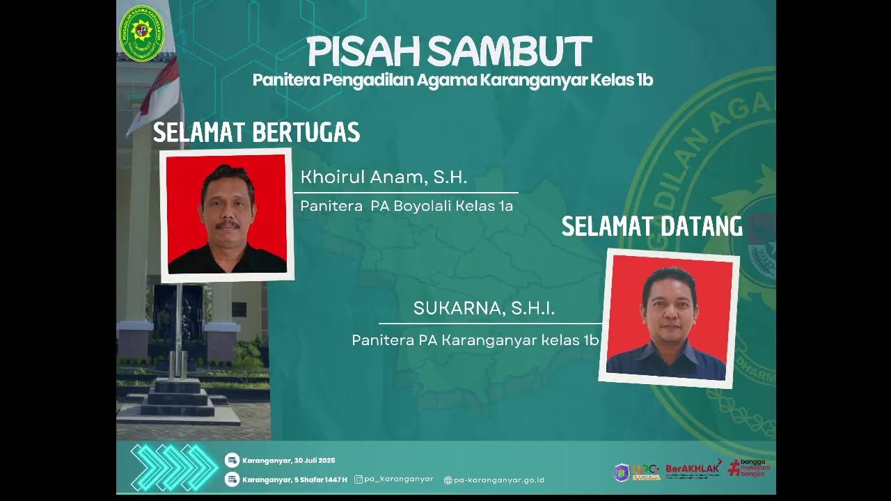 Pengambilan Sumpah Jabatan dan Pelantikan Panitera PA Karanganyar Kelas 1b