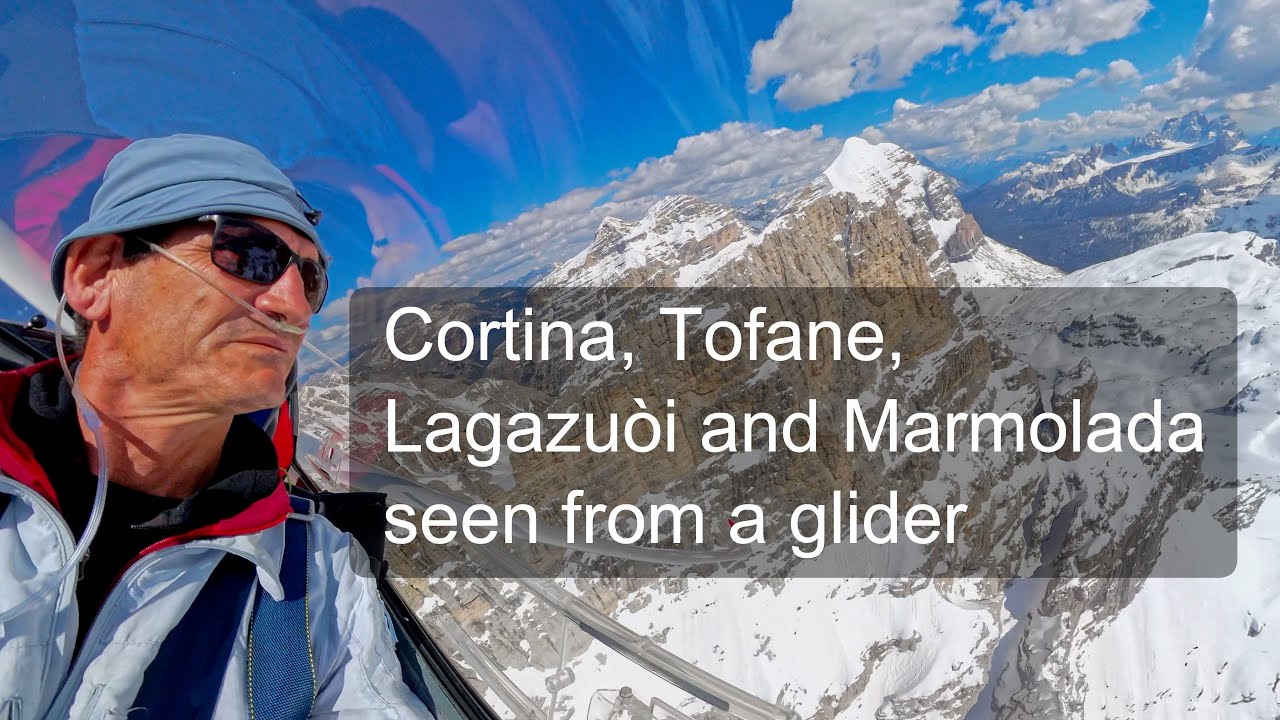 Cortina, Tofane, Lagazu&ograve;i and Marmolada seen from a glider