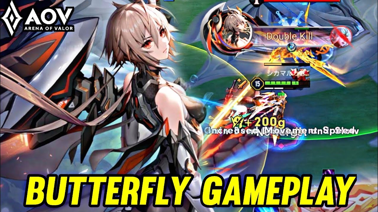 AOV : BUTTERFLY GAMEPLAY | HERO EASY BUT OP - ARENA OF VALOR LIÊNQUÂNMOBILE ROV