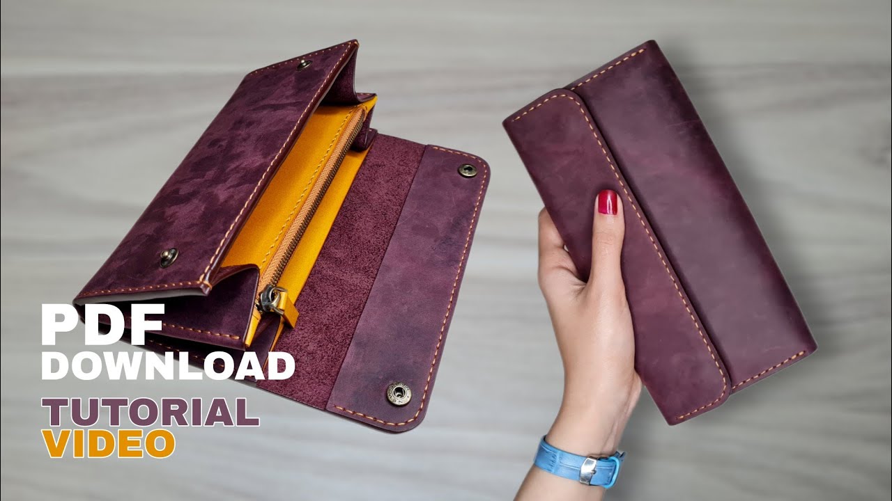 Pattern download⭕️Leather handbag✌️Long wallet⭕️tutorial✌️ آموزش و الگوی کیف پول چرم