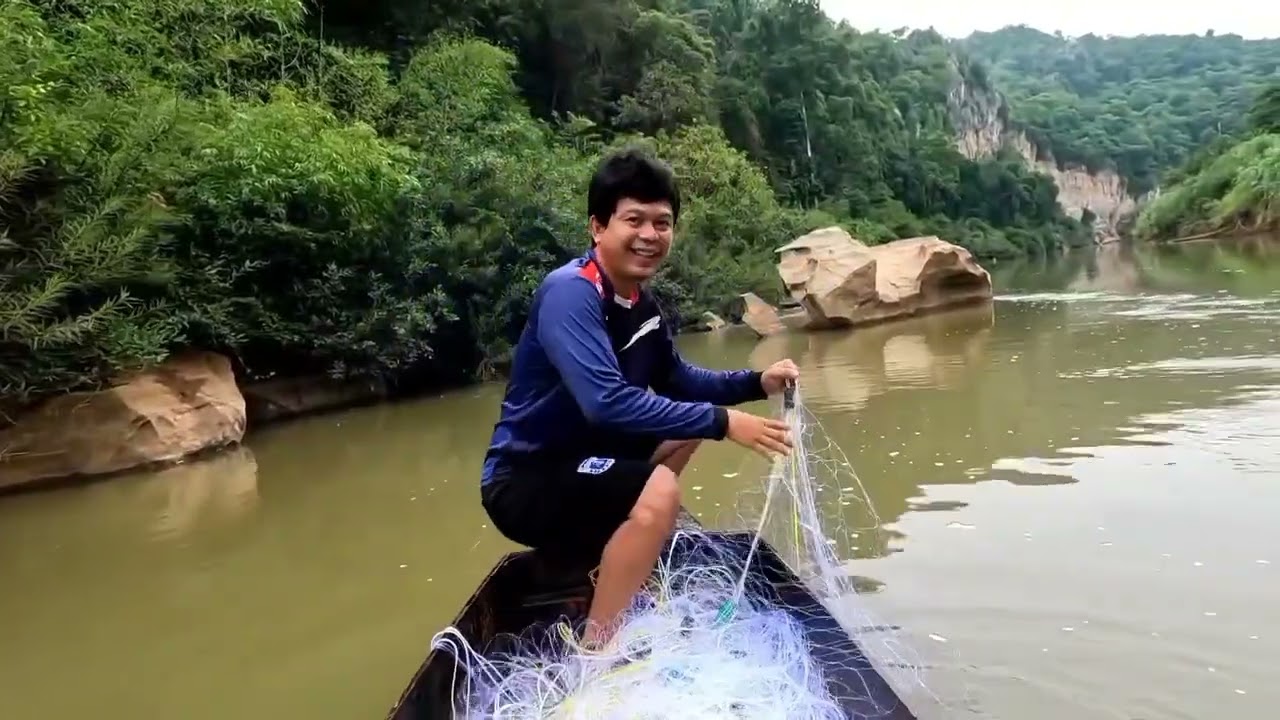 #ลงตาข่ายหาปลา ในจุดที่น้ำไม่ลึกไม่คิดว่าปลาจะอยู่ดี #fishing #fish