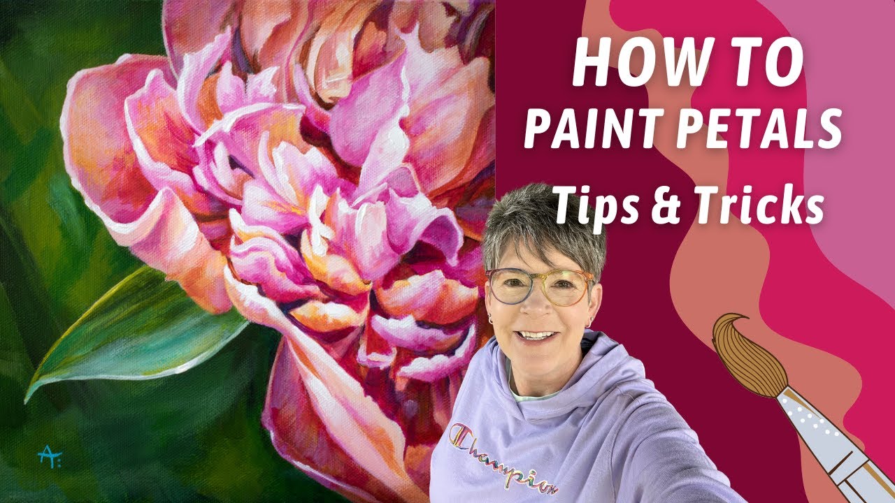 Painting a DETAILED Peony! How to Paint Flower Petals! Using 