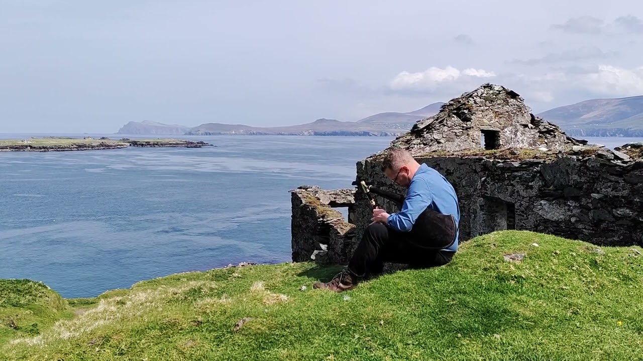 Steven Johnston playing traditional  slow air  Port na bPúcaí on Great Blasket island