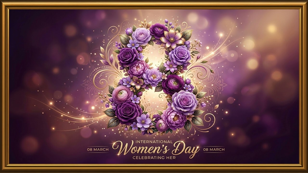 wallpapers for International Women's Day| Purple Floral Frame TV|