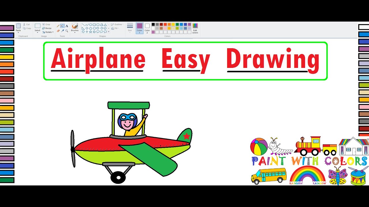 Airplane Easy Drawing - How To Draw A Simple Airplane - Draw In Ms Paint