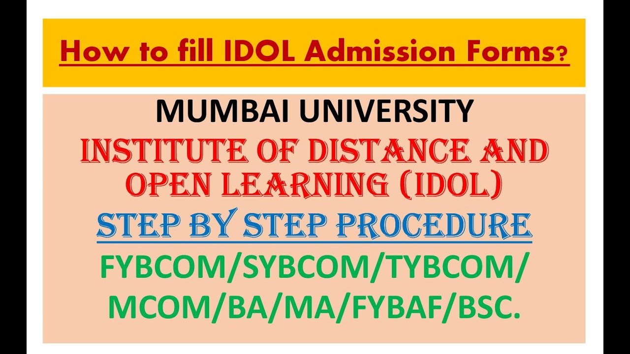 IDOL | Mumbai University | Online admission form procedure | step by step 2023-24
