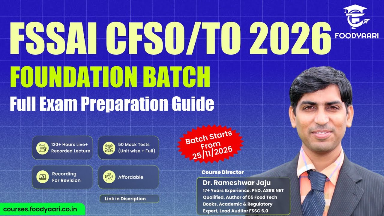 FSSAI CFSO/TO 2026 Preparation Course | Food Safety Officer 2026