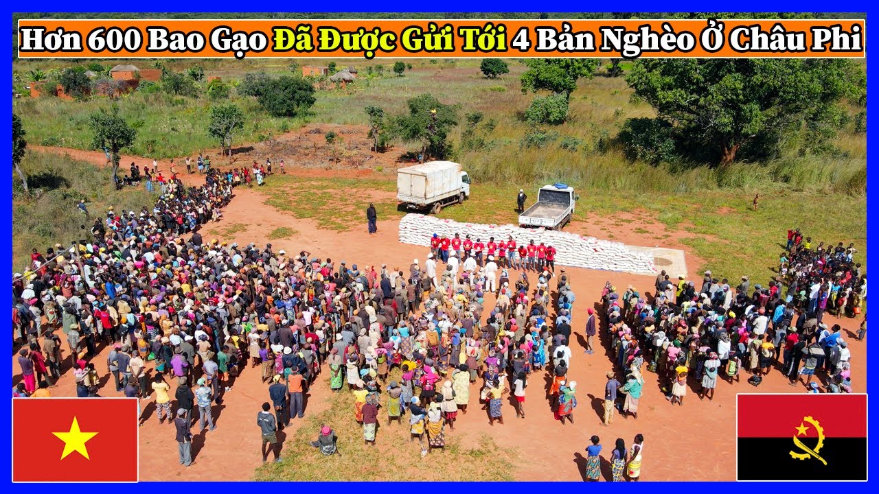 Đông Paulo || Buổi Phát Gạo Quy Mô Lớn - Hơn 600 Bao Gạo Cho Toàn Bộ Hộ Dân Của 4 Bản Nghèo Châu Phi