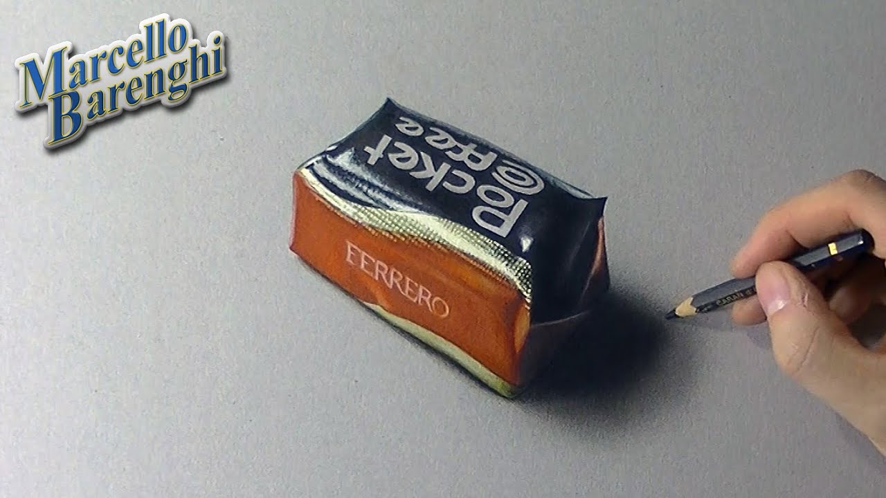 Drawing time lapse: Pocket Coffee praline - hyperrealistic art