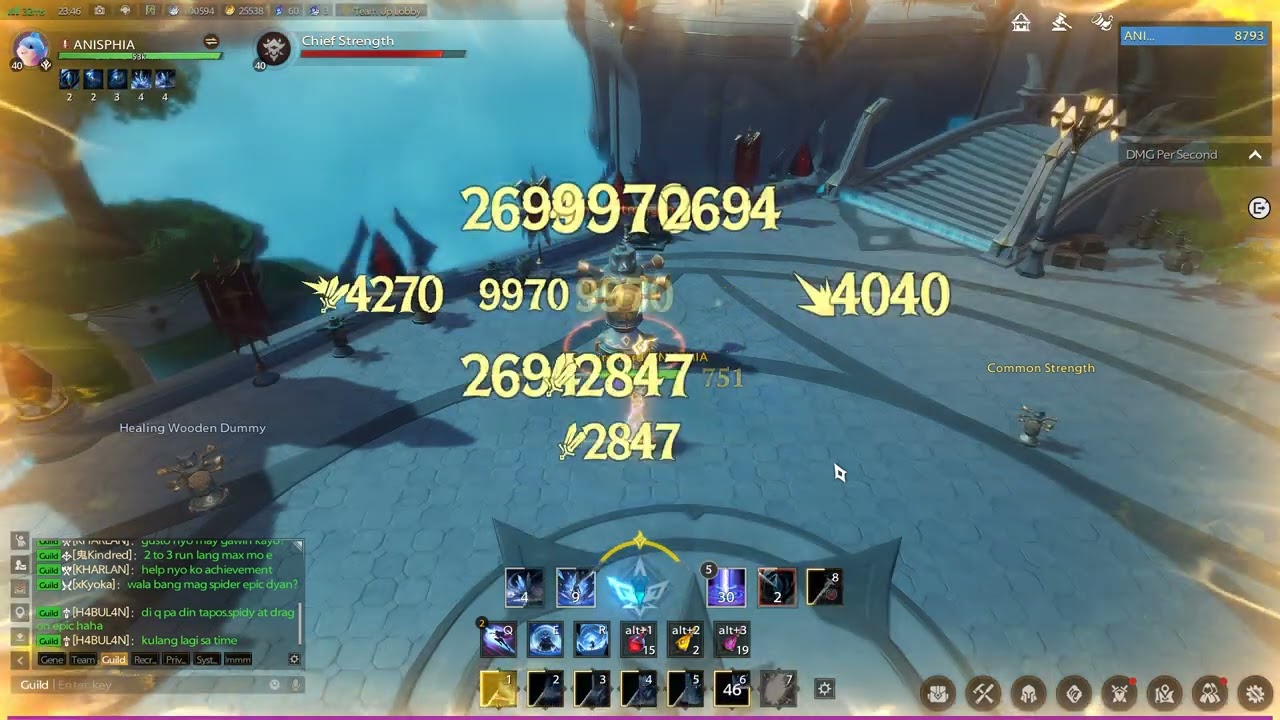 Tarisland - Frost Mage POV - Dummy Damage Test w/ Full Buffs + Opener IS until 5 mins or 300 secs