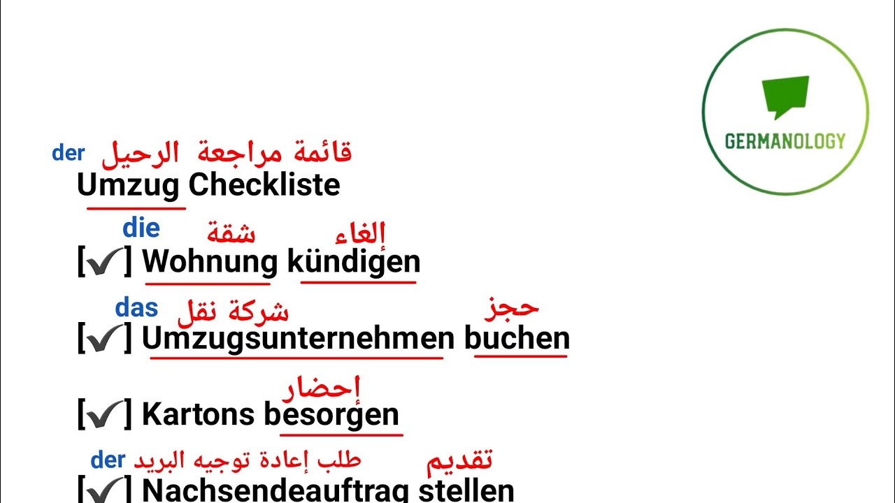Umzug Checkliste | Deutschlernen
