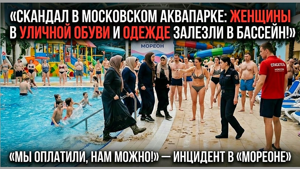 «Мы оплатили, нам можно!»: женщины в платках пришли и залезли в уличной обуви и одежде в бассейн
