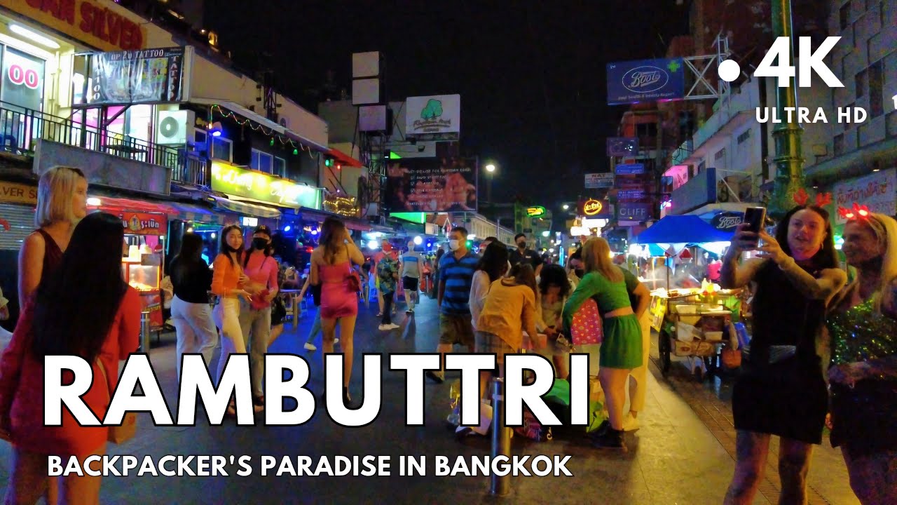 [4K UHD] Walking around Rambuttri (Backpacker Area) in Bangkok, Thailand