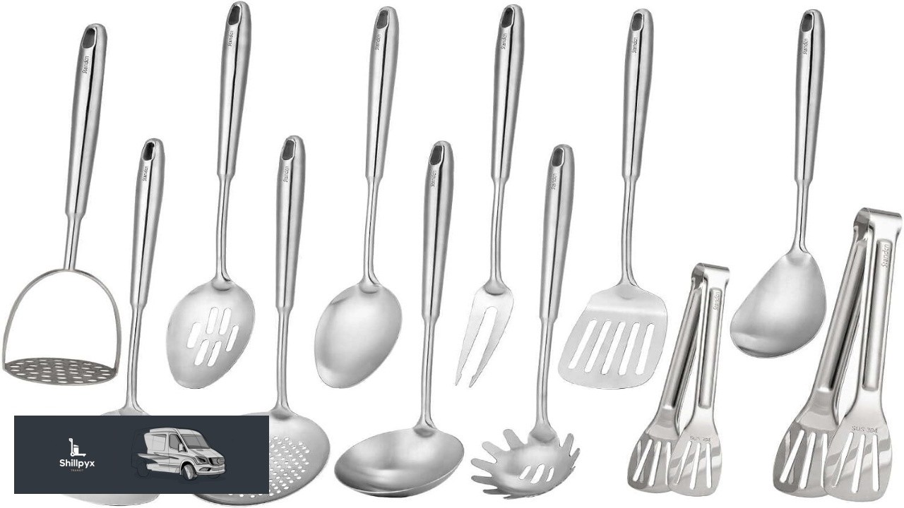 18 10 Stainless Steel Kitchen Utensils Set 12 PCS All Metal Cooking