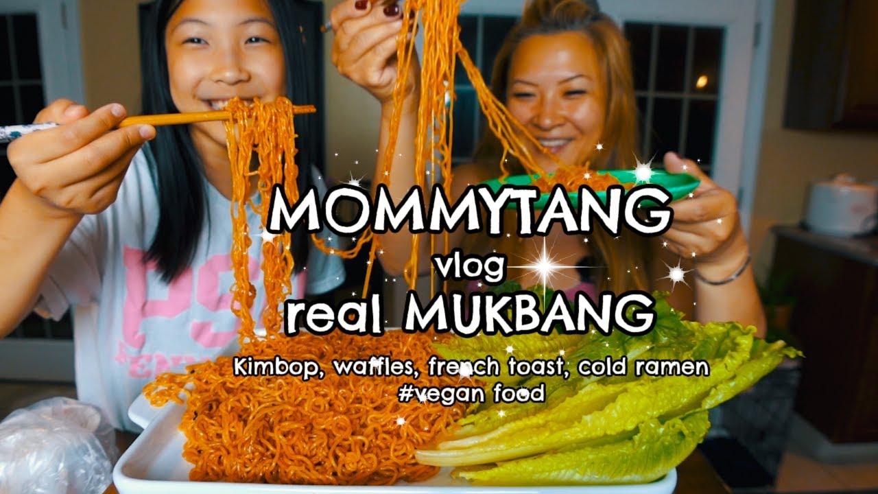 [Real Mukbang Vlog] NJ amusement park | vegan kimbop | best breakfast mukbang | spicy cold ramen 🥰