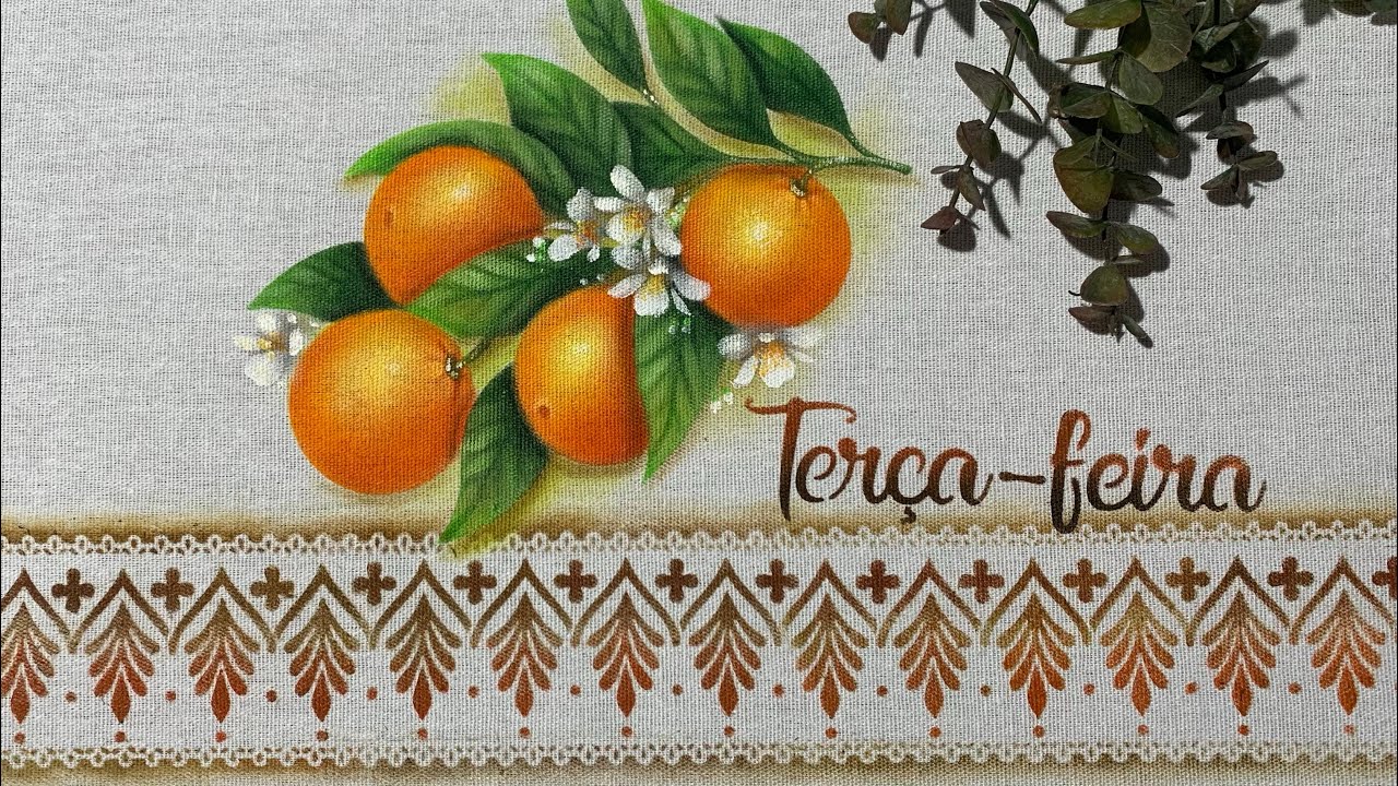 Pano de prato com laranjas (Stencil Litoarte) STR-155
