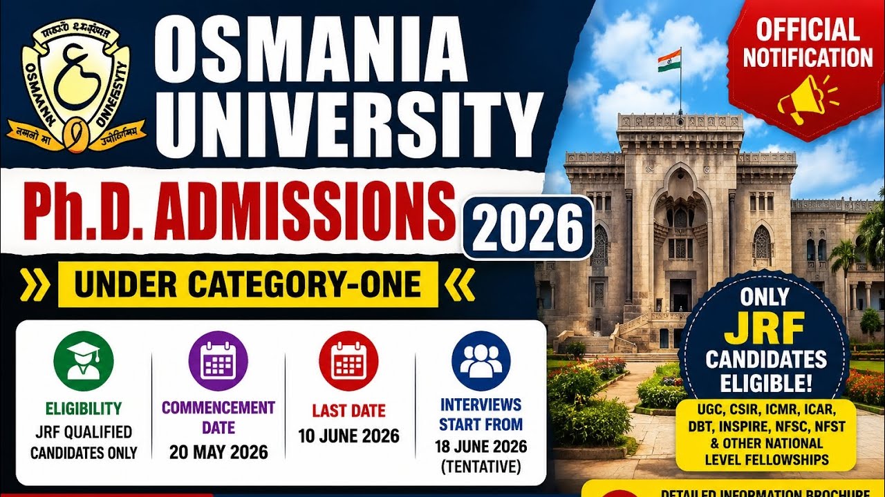 🔥 Osmania University PhD Admissions 2026 Official Notification Released! Full Details
