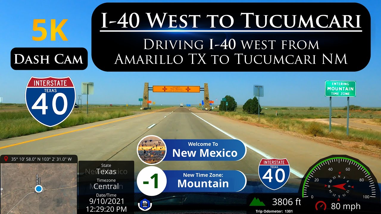 Let's Drive West on Interstate 40 to Tucumcari New Mexico from Amarillo Texas in 5K Ultra HD