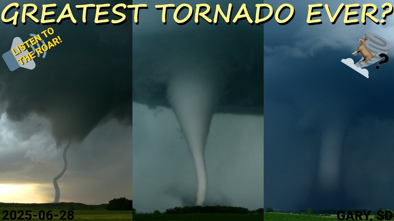 GREATEST TORNADO EVER? Tripod Video Up Close w/ No Yelling! | 6-28-25 Gary, SD