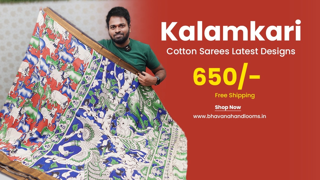 Kalamkari Cotton Sarees New Designs | Free Shipping | Mana Handloom Sarees