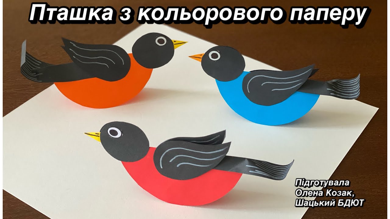 Пташка з кольорового паперу