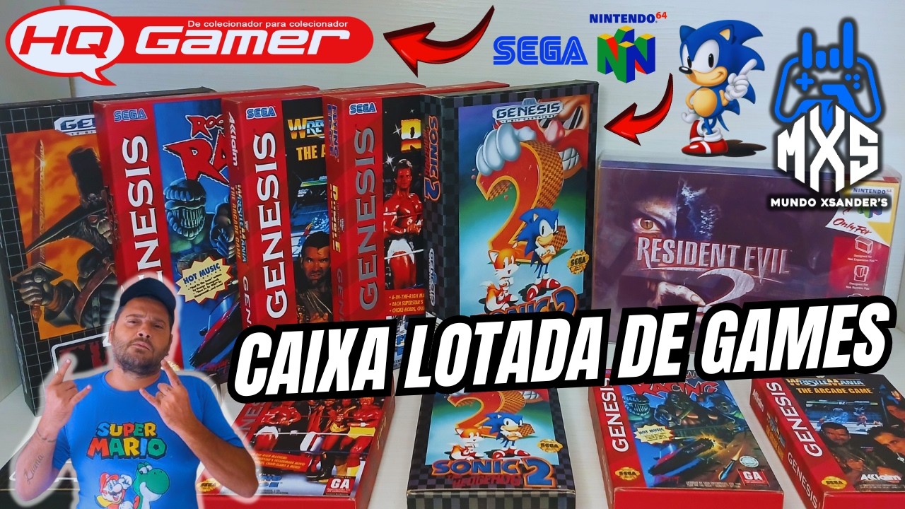 Recebi Uma Caixa LOTADA De Games Retrô Da Loja HQ Gamer! #mundoxsanders #lojahqgamer #retrogames