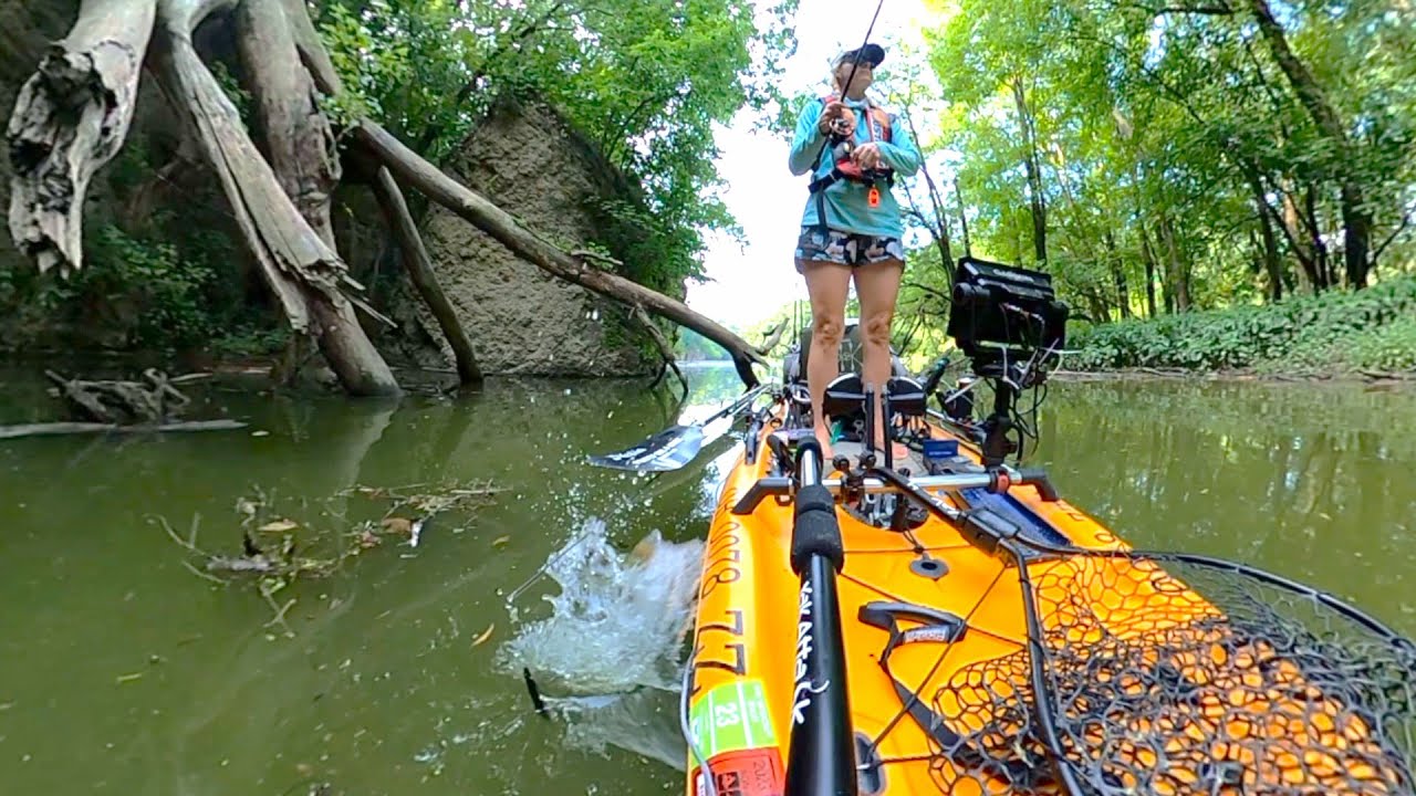 Largemouth Bass Attacks Senko at Kayak in Slow Motion