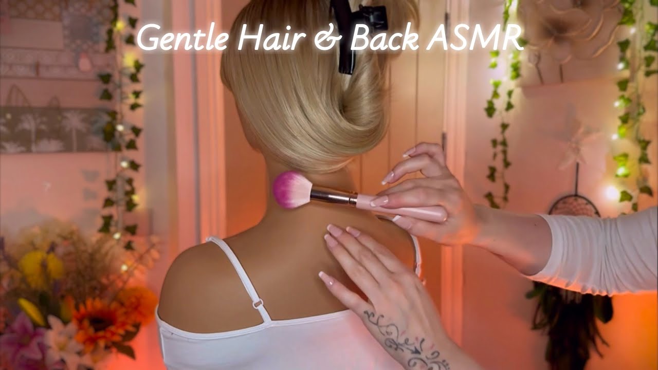 ASMR Whispered Slow & Soft Hair Brushing, Hair Play, Claw Clip, Back Touching & Tracing with Pin