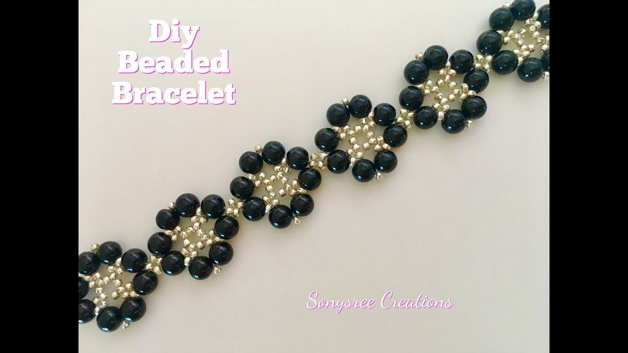 Floral Beaded Bracelet. DIY beaded Bracelet