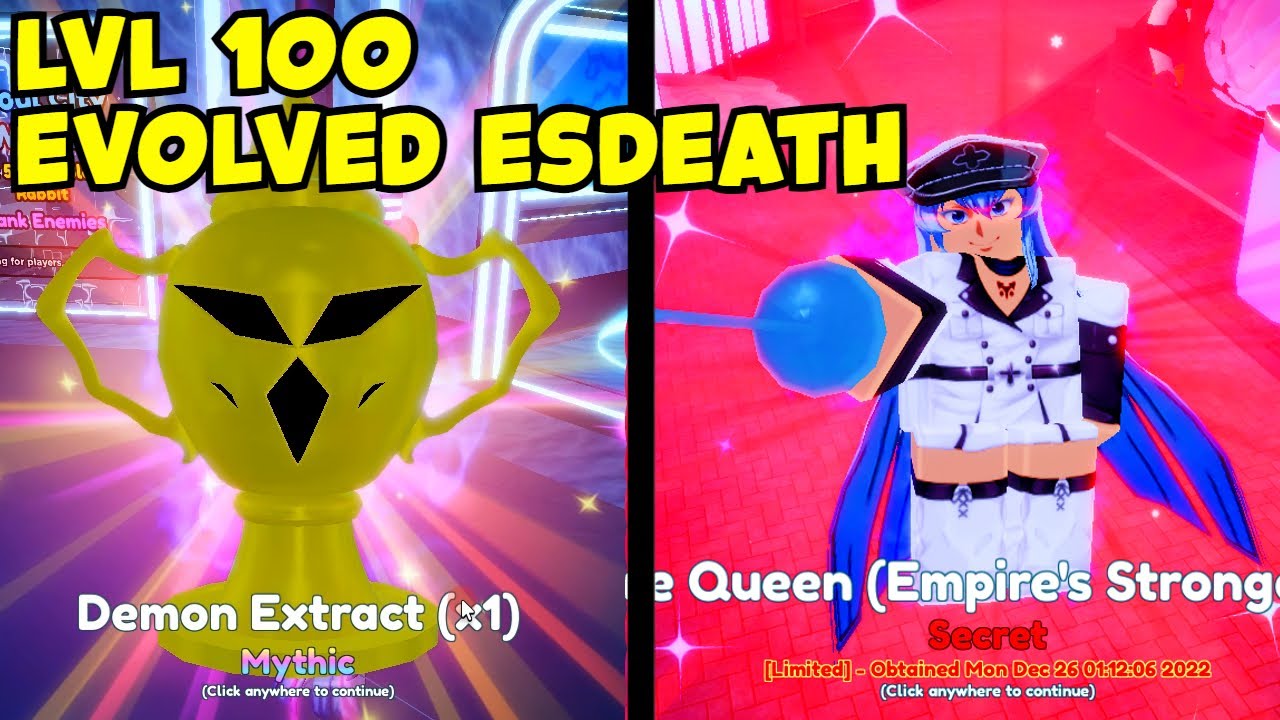 LVL 100 EVOLVED ESDEATH (EMPIRE'S STRONGEST) IN ANIME ADVENTURE!