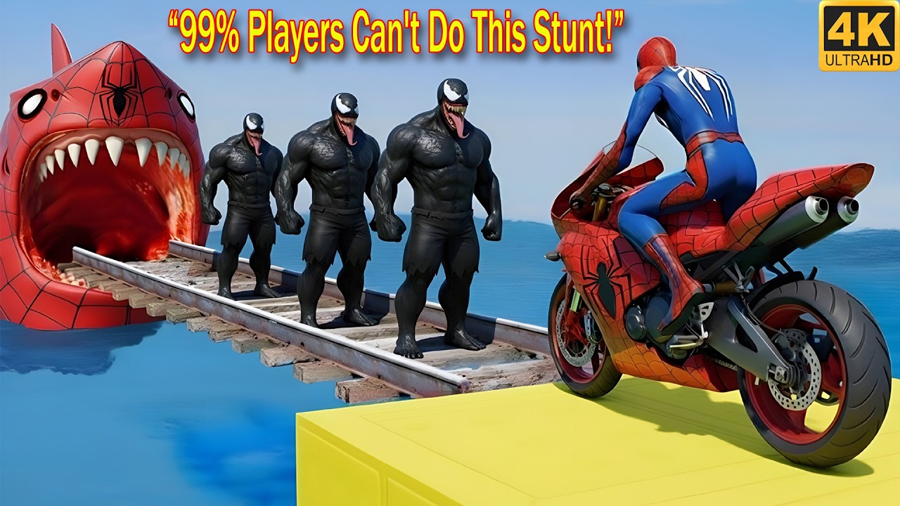 Batman vs Spider-Man Impossible Mega Ramp Jump | GTA 5 Stunts | GTA 5 mega ramp |