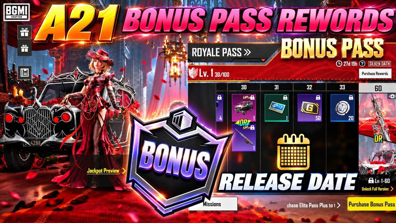 BGMI A21 Bonus Pass Rewards | BGMI Bonus Pass Kab Aayega | New Upgrade UAZ & AMR Skin