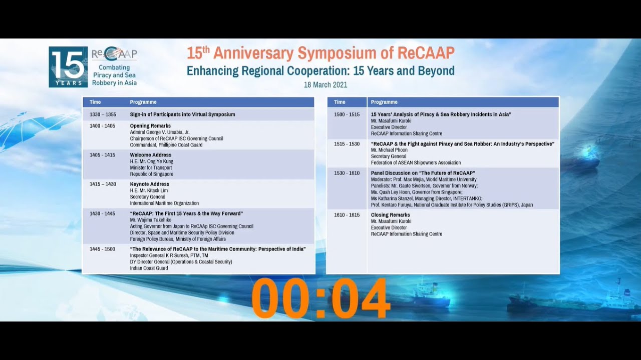 15th Anniversary Symposium of ReCAAP (Speakers-only)
