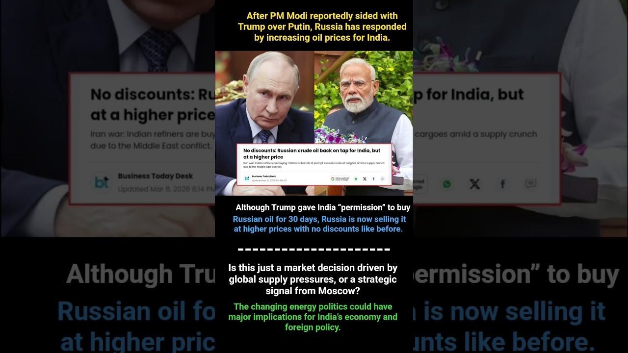 Did Russia Punish India? No Discounts on Russian Oil After Modi&ndash;Trump Move #shorts