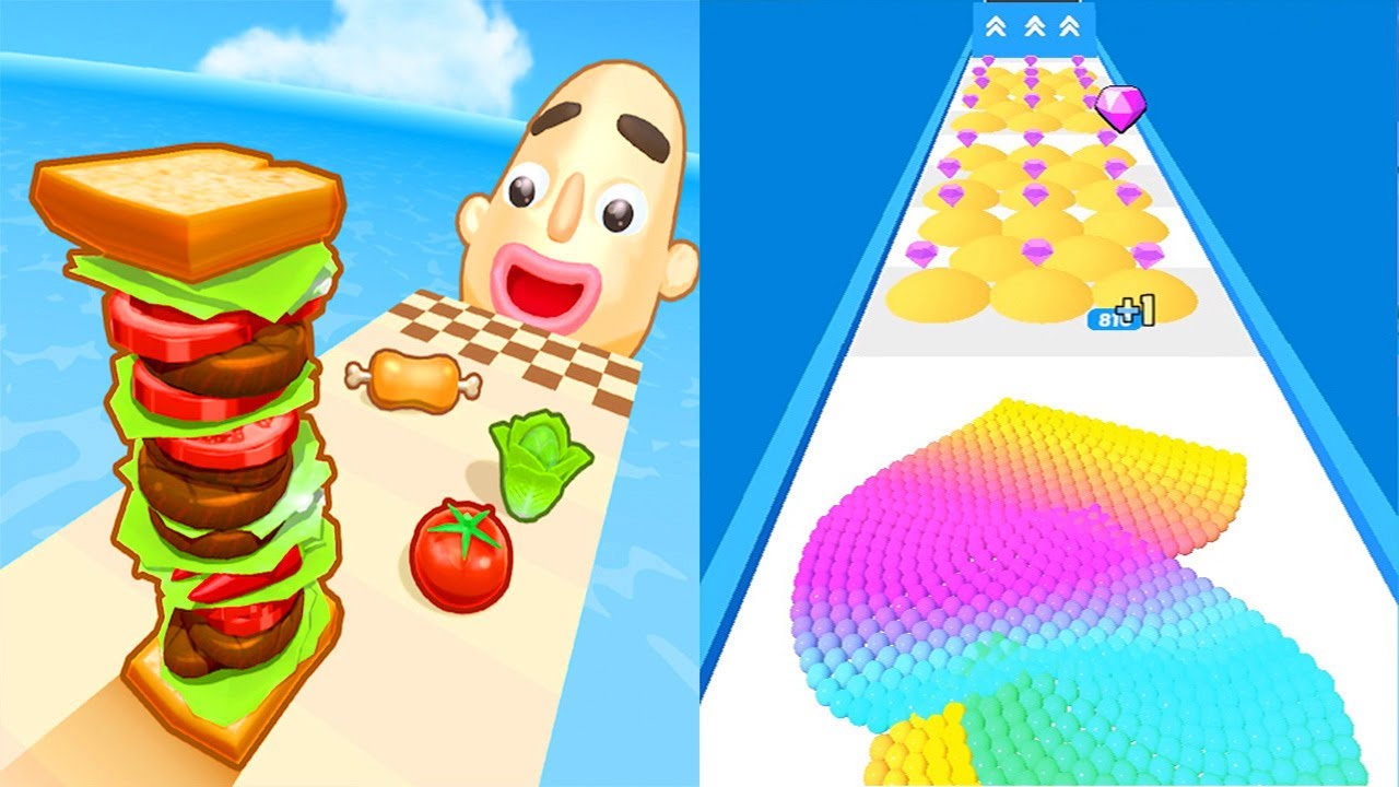 Sandwich Runner VS Canvas Run - All Levels Gameplay Android iOS Ep 2