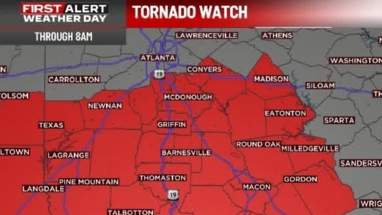 Strong winds, rain and tornado watch in effect for metro Atlanta