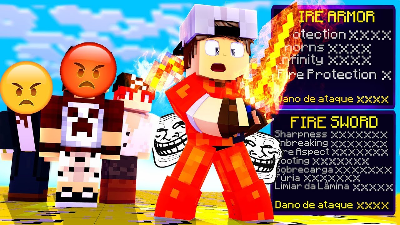 CUBÃO TROLL DE LUCKY BLOCK COM ITENS DE FOGO !!