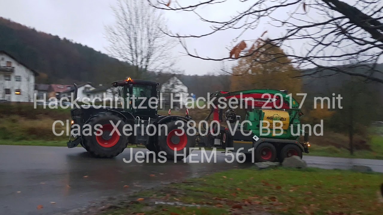 Hackschnitzel H&auml;ckseln 2017 mit Claas Xerion 3800 VC BB und Jens HEM 583