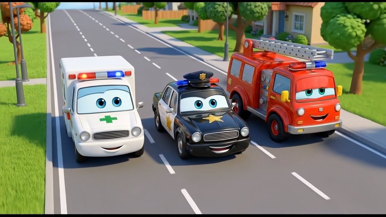 Car Wash Song 🚗🛁 Police Car, Fire Truck & Ambulance | Clean Up Song for Kids