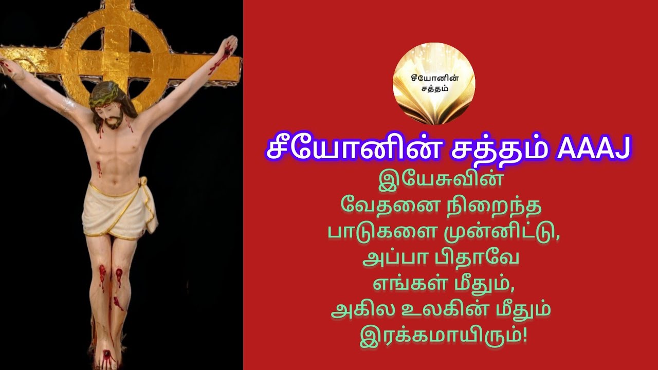 இயேசுவின் வேதனை நிறைந்த பாடுகளை முன்னிட்டு அப்பாபிதாவே எங்கள்மீதும் அகில உலகின்மீதும் இரக்கமாயிரும் 