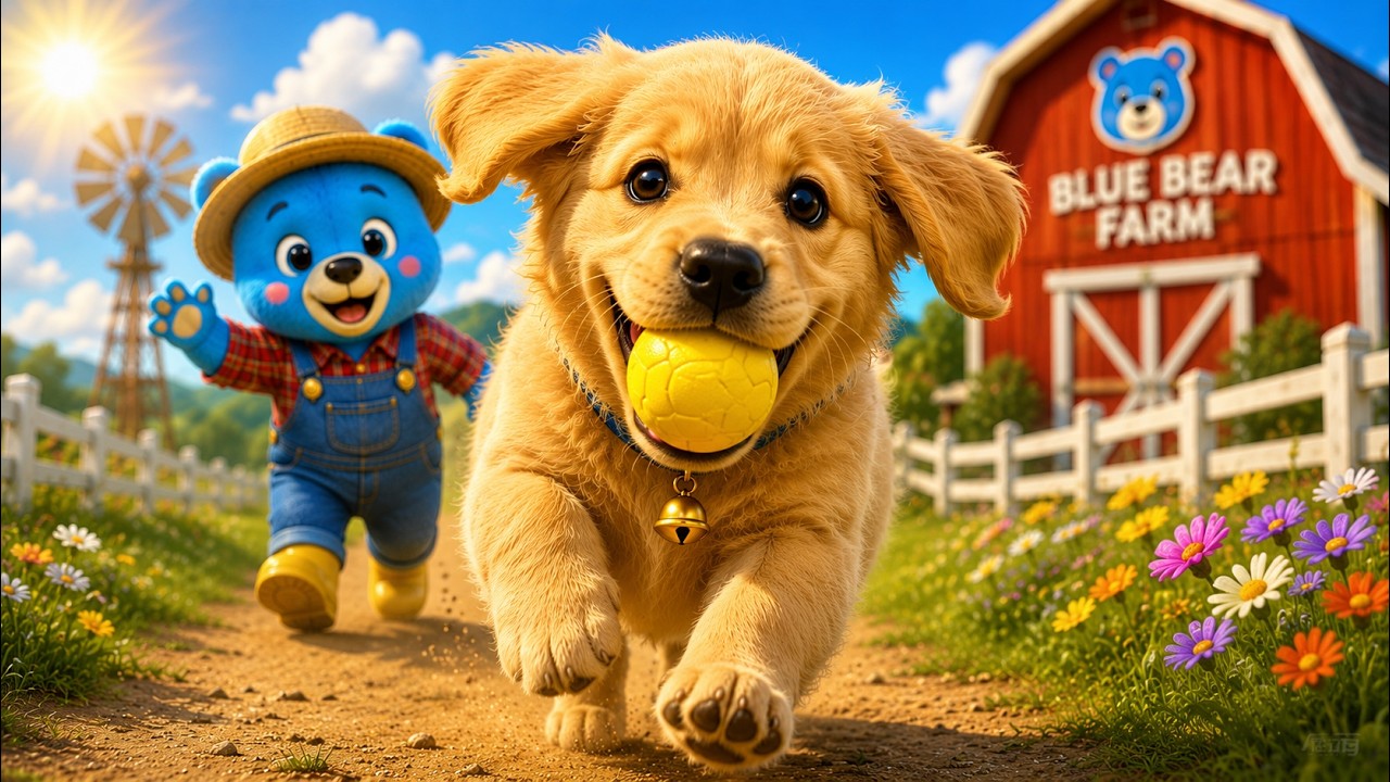 🐶 Собачка Бобби | Песенка про ферму Blue Bear | Детские стишки и песенки | Изучаем животных для м...