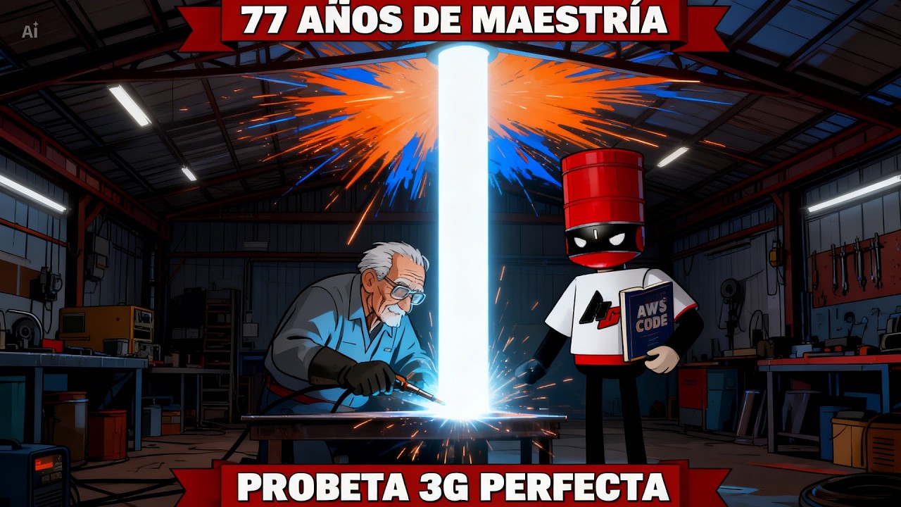 77 AÑOS  y aplica Increíble soldadura en PROBETA 3G en Herreria Castañeda