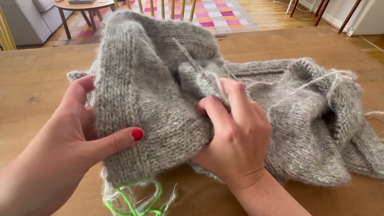 left handed - Provisional Cast on + Double Knitting // Dubbelstickning för vänsterhänt