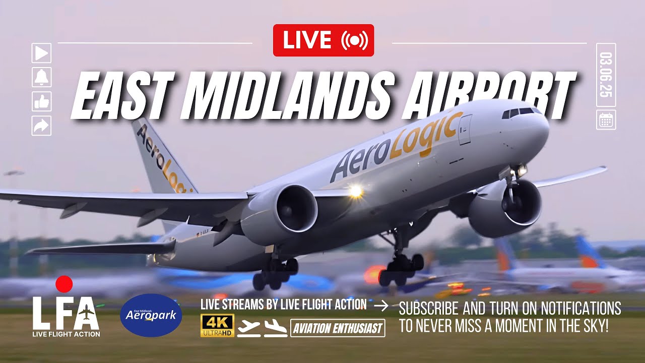 🔴 LIVE Windy East Midlands Airport | Stunning 4K Takeoffs & Landings