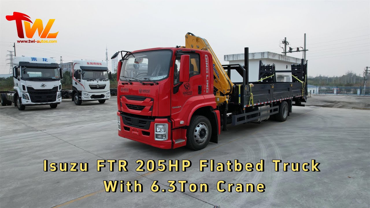 Isuzu FTR 205HP Flatbed Truck With 6.3Ton Crane